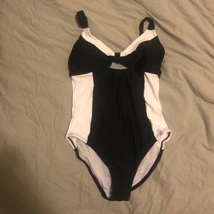 Black and White One Piece Swim Suit.